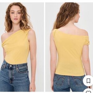 Reformation Cello Knit (Yellow One-Shoulder Blouse)
